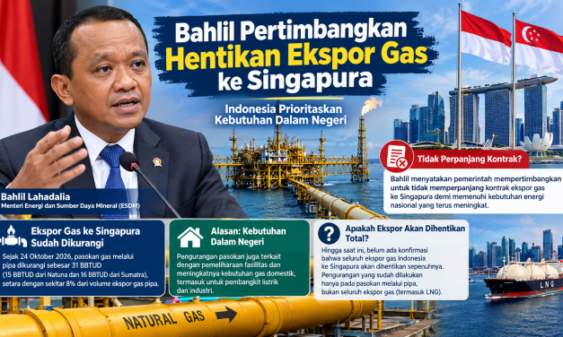 Bahlil Lahadalia Pertimbangkan Hentikan Ekspor Gas ke Singapura